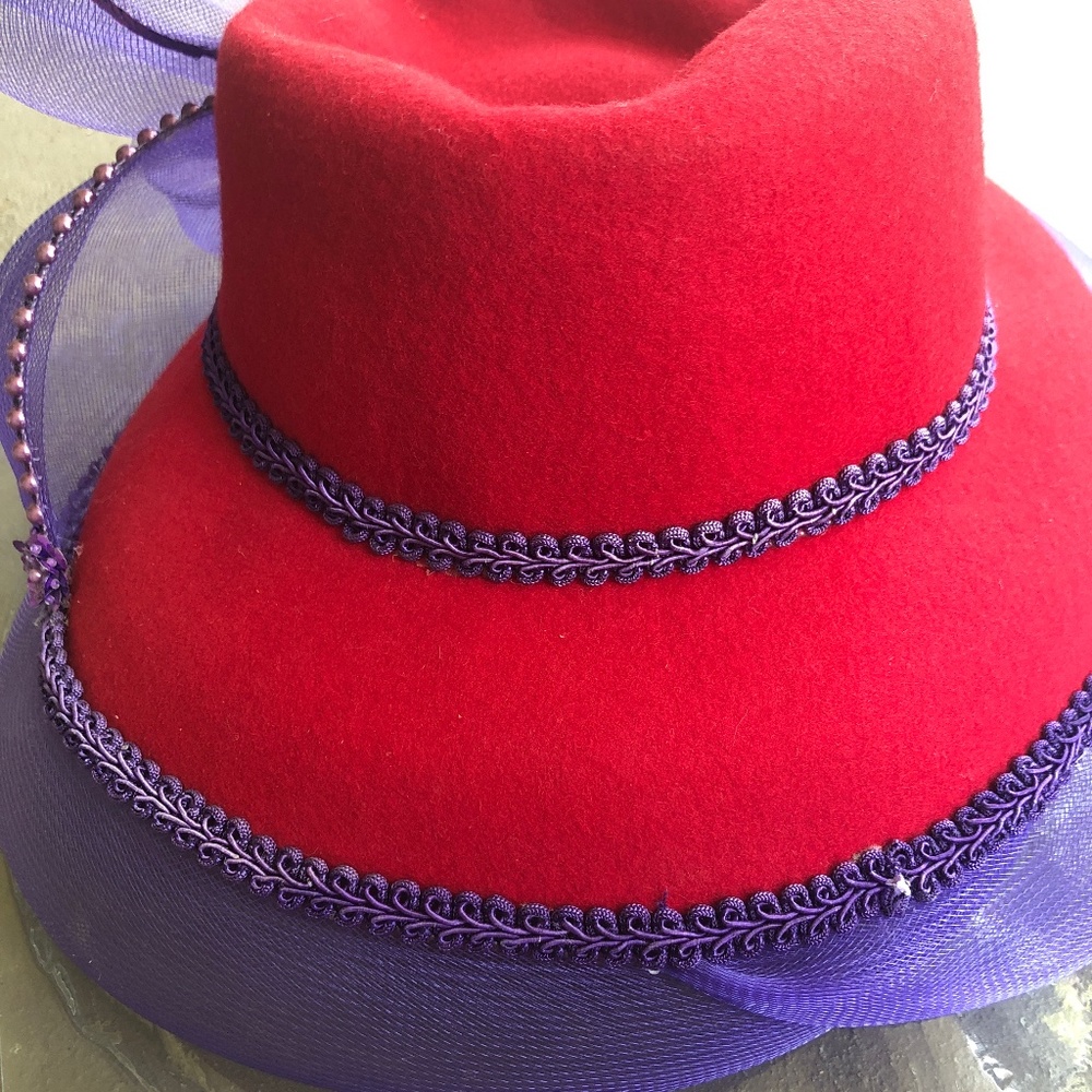 Vintage Red and purple wool hat